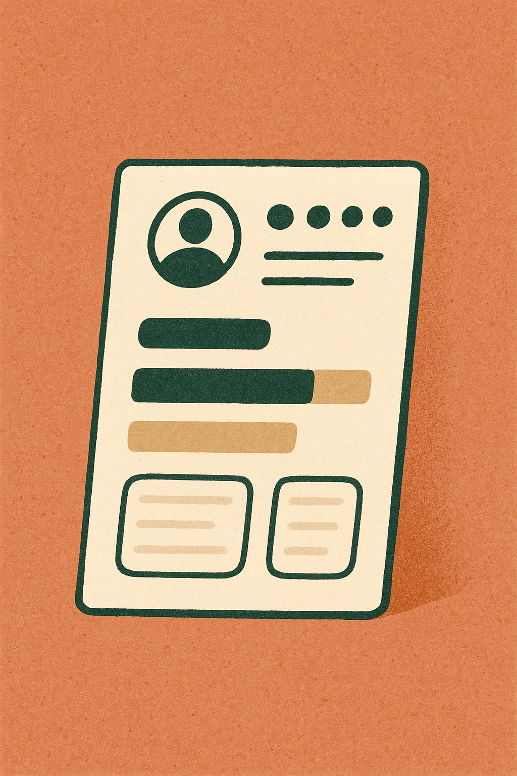 Illustration of a meritt candidate fit report with avatar, score chips, behaviour bars and summary sections.